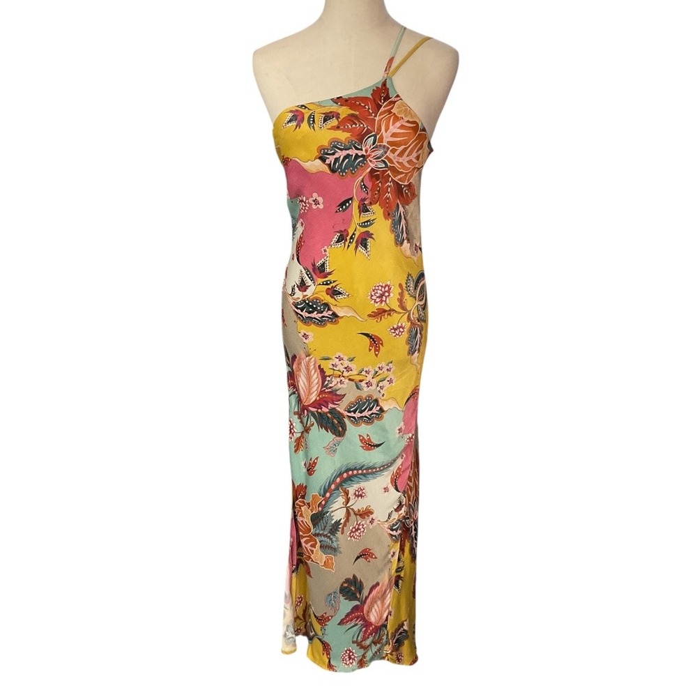 Anthropologie Bl-nk One-Shoulder Slip Dress Size 8 Floral Cocktail‎ Party - Picture 5 of 9